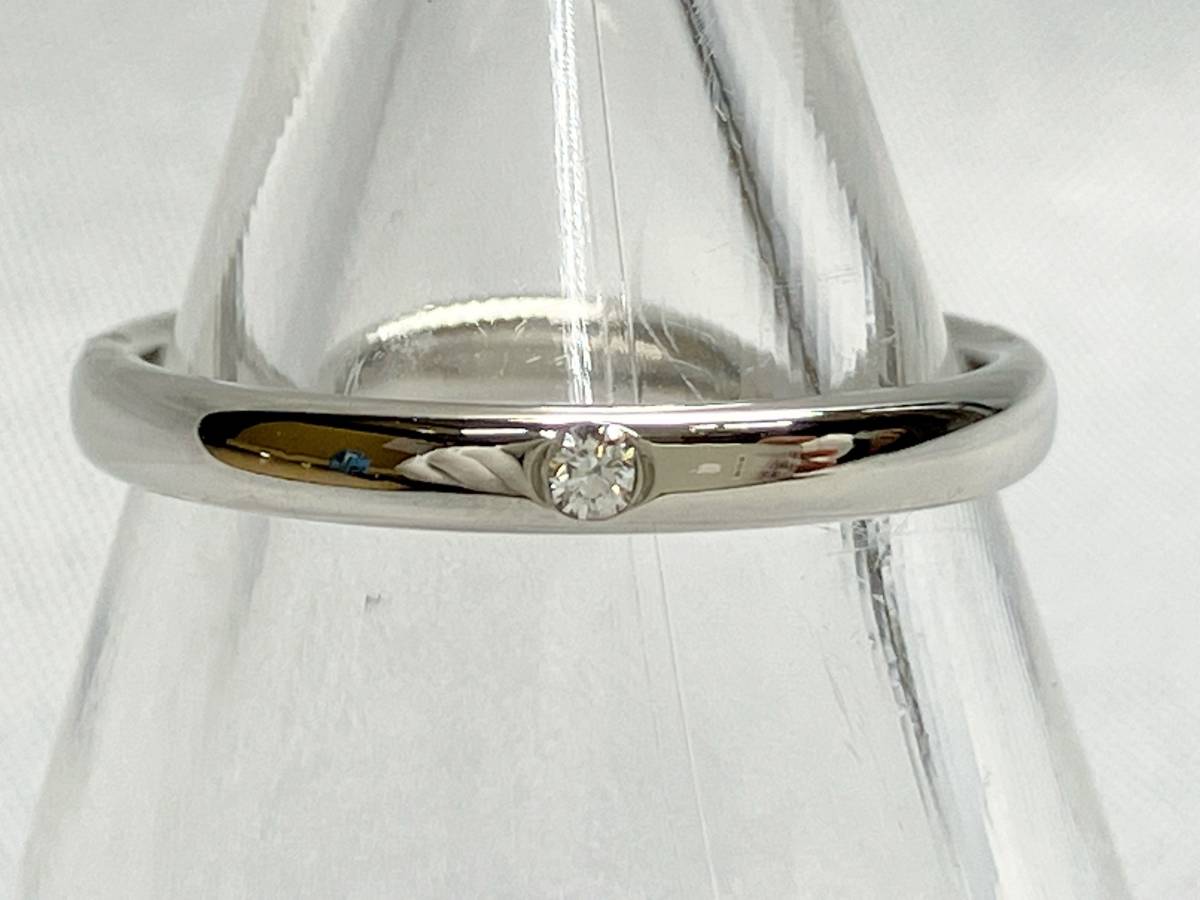 上品なブランド スタージュエリー STAR JEWELRY Pt950 ダイヤ0.01ct リング 6号 2.4g ワンポイント 裏石 シンプル 指輪