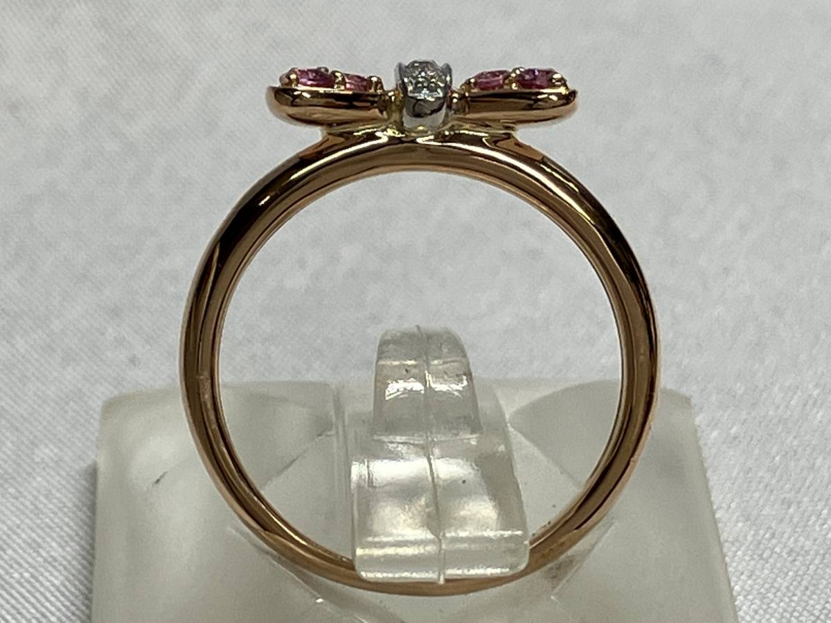 ポンテヴェキオ PONTEVECCHIO K18 ダイヤ0.02ct リング 4.5号 2.0g リボンモチーフ トップH0.5×W1.1cm_画像5