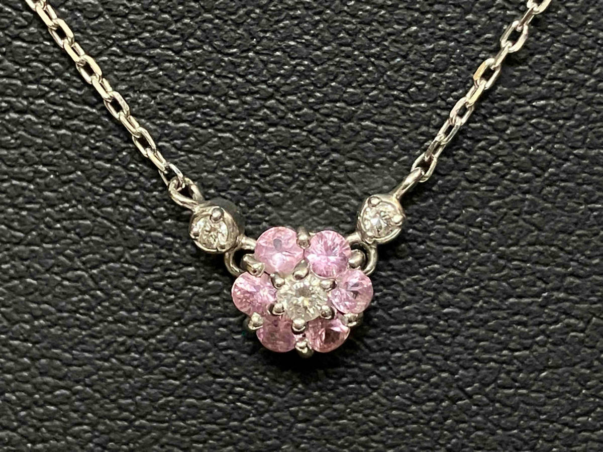  Star Jewelry STAR JEWELRY K18WG diamond 0.06ct колье 40cm 2.2g цветок цепь маленький бобы цепь скидка колесо 