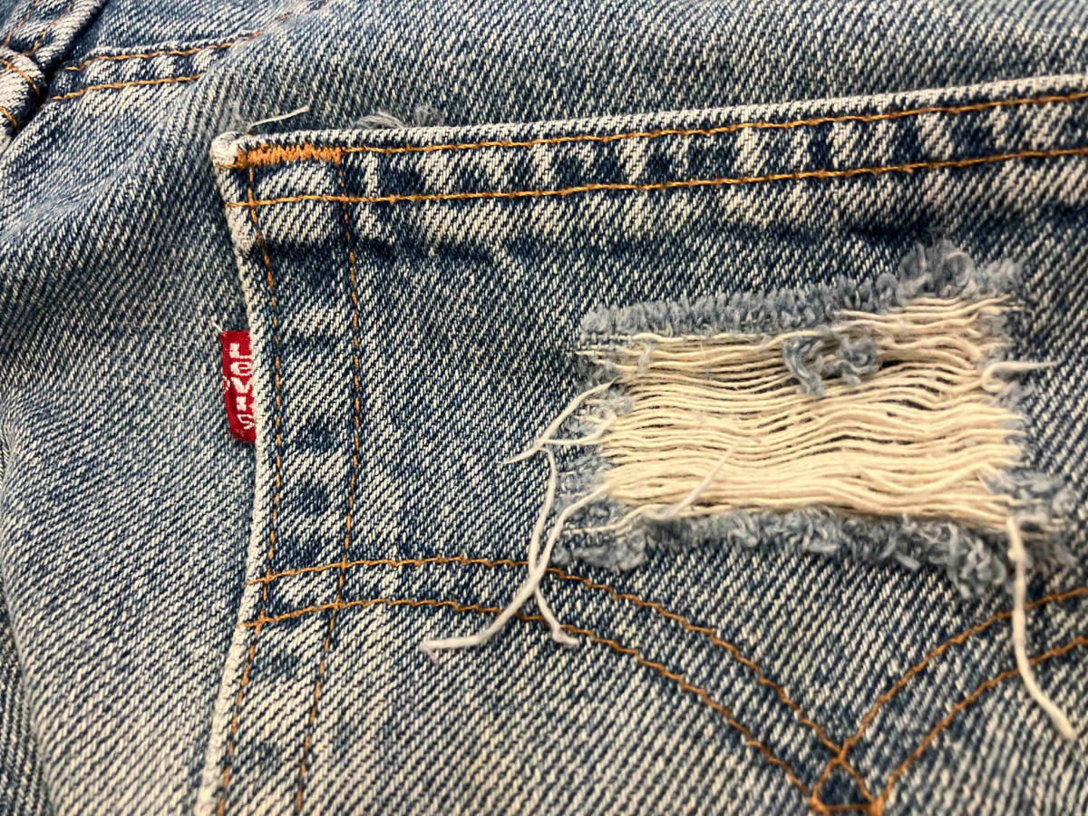 LEVI’S 505 ジーンズ リメイク ダメージ USA製 00s 02年9月製造 刻印:554 デニム メンズW34×L30_画像9