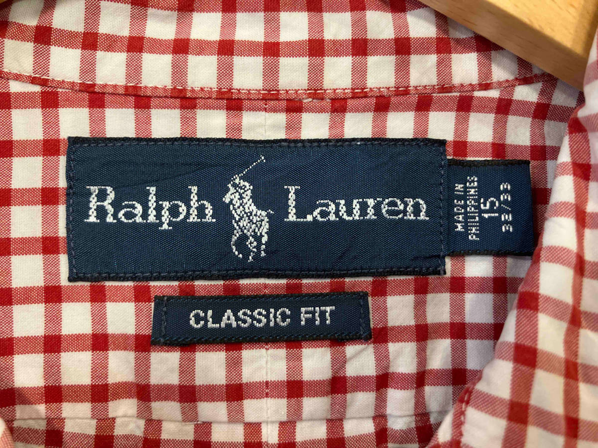 RALPH LAUREN ラルフローレン CUSTOM FIT チェック 長袖シャツ ギンガムチェック Lサイズ レッド_画像3