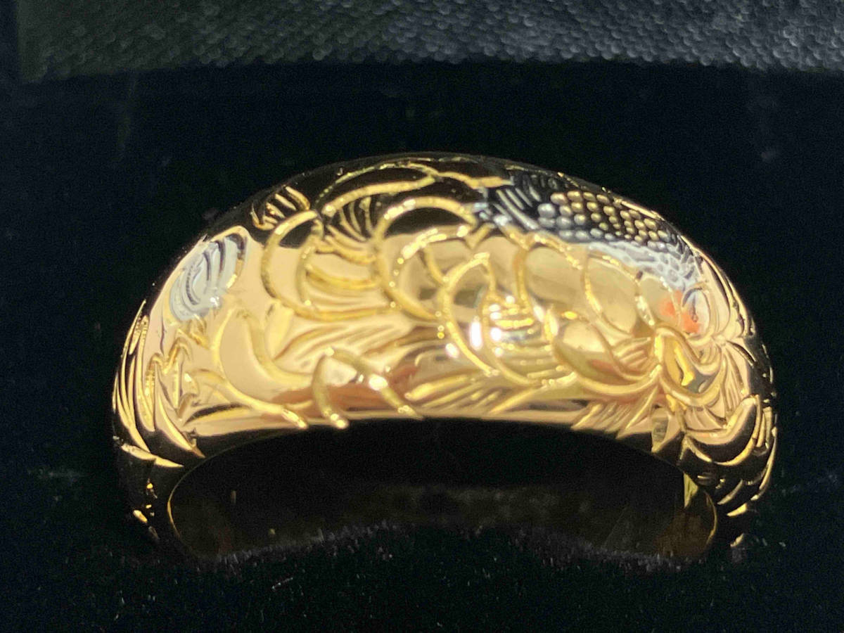 『5年保証』 【K20/20金】蓮柄彫デザインリング/指輪/徳力/14.8g/15号/研磨済 店舗受取可 ゴールド