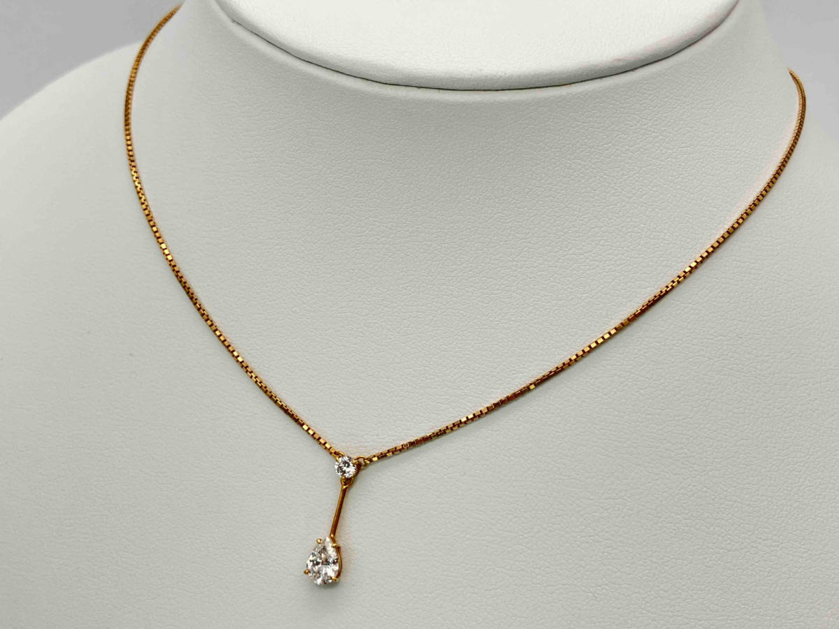 アメリカ通販ファッション K18/ダイヤモンド0.53ct.0.13ct/ネックレス/41cm/3.9g ダイヤモンド