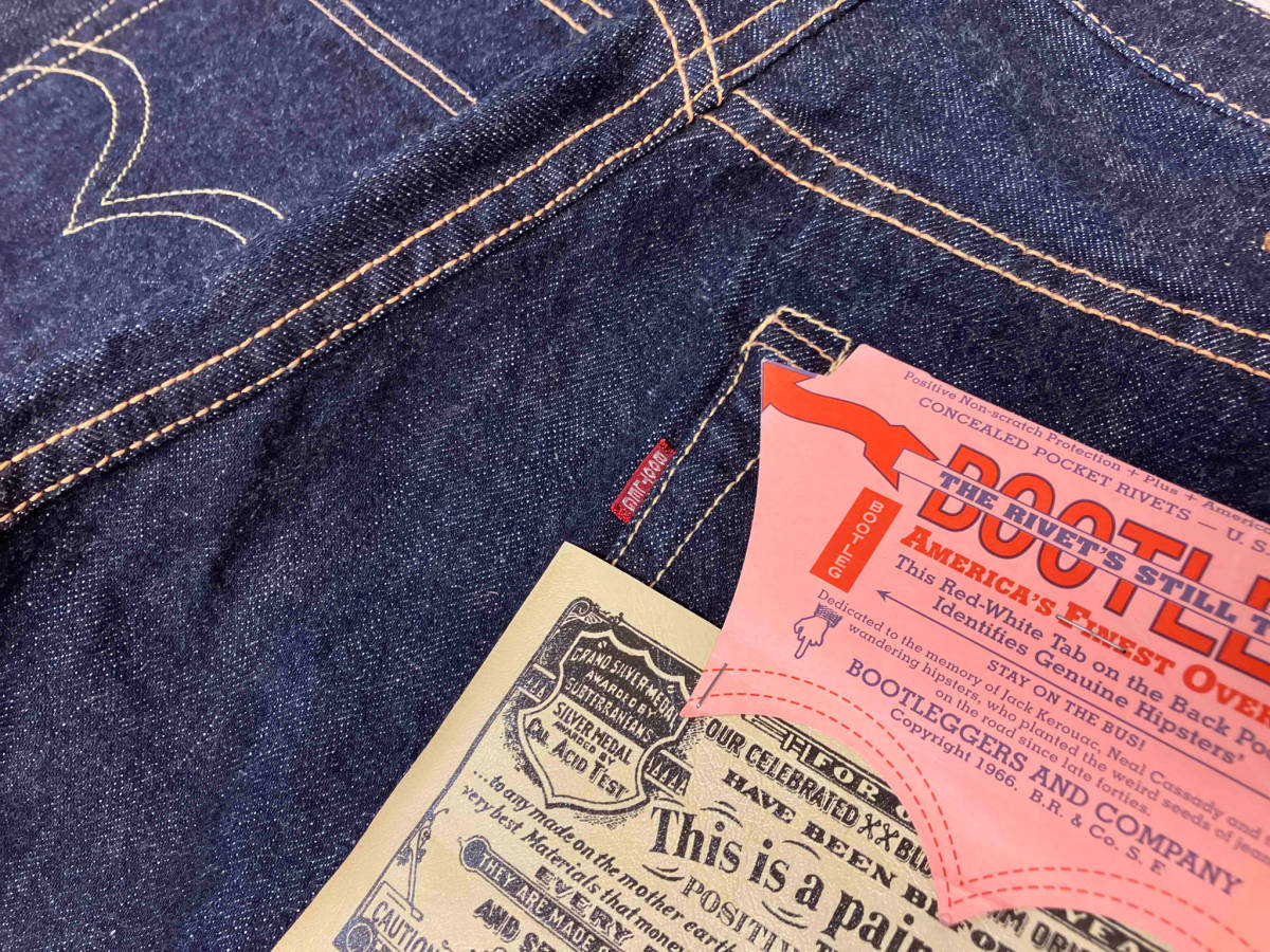 BOOTLEGGERS & CO. 601XX ジーンズ デニム パンツ ブートレガーズ フラッシャー付き メンズ W31 L32 本革 レザー パッチ_画像3