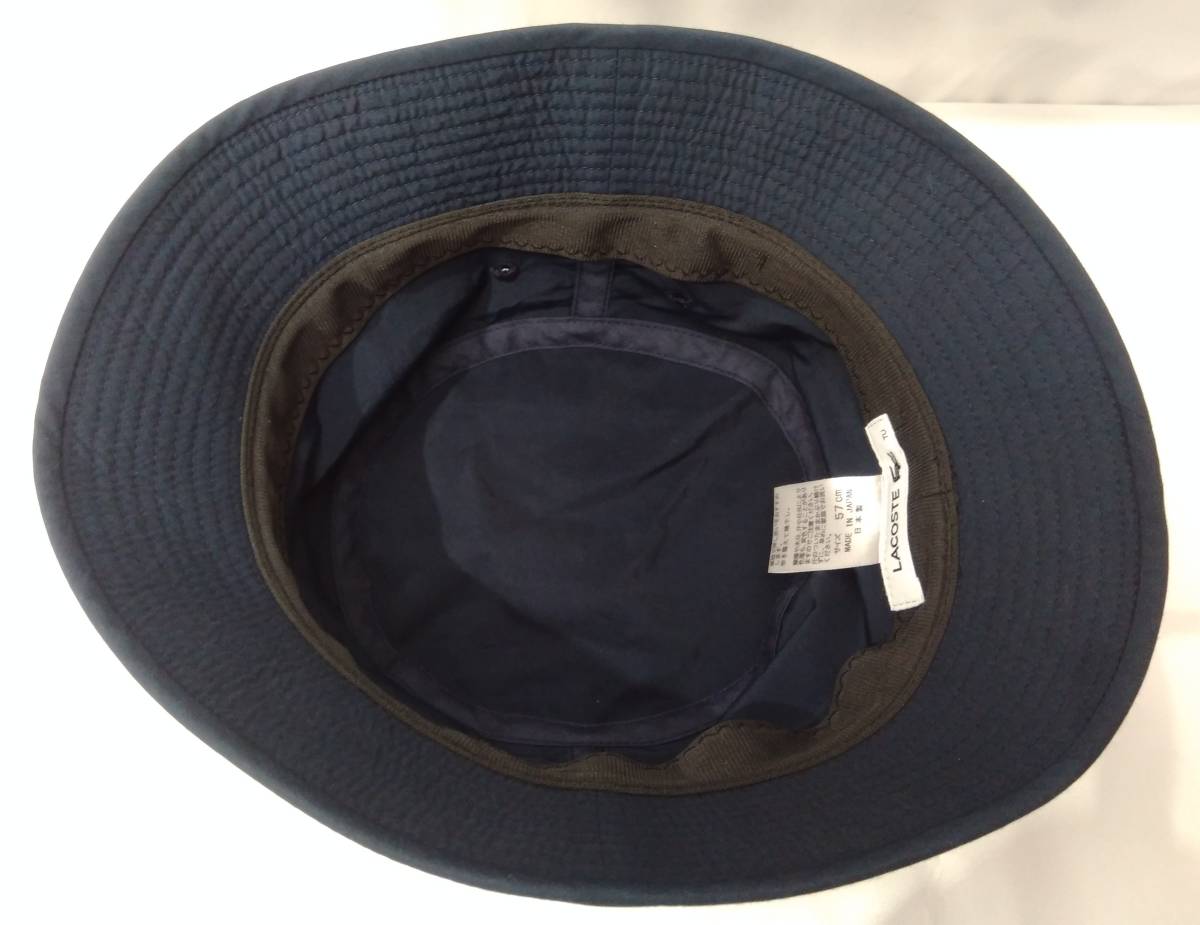 LACOSTE ラコステ バケットハット 帽子 サイズ57cm L7074-20A11 紺色 ネイビー ロゴ ワニ_画像5