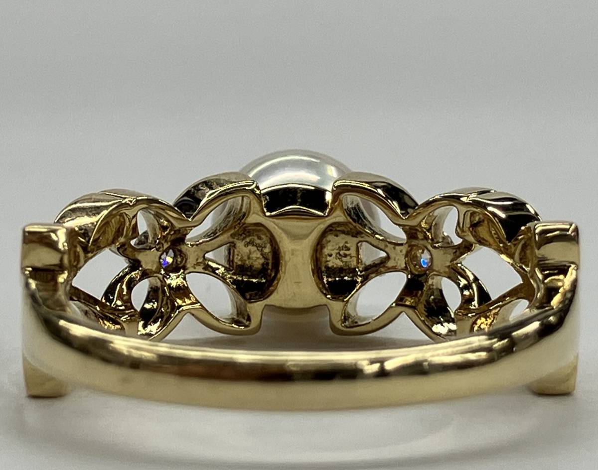 18金 K18 ダイヤモンド 0.05ct 約12号 総重量4.2g リング 指輪 白色 石付き イエローゴールド_画像3