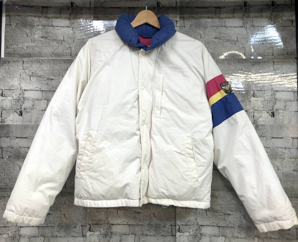 90s POLO by RALPH LAUREN ポロ ラルフローレン UNI BADGE DOWN JACKET ダウンジャケット サイズS ホワイト