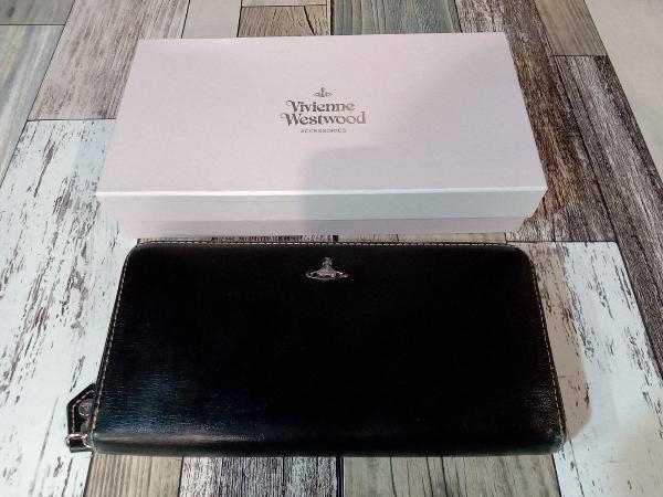 Vivienne Westwood ヴィヴィアンウエストウッド インサイドカラー 長財布 レザー 牛革 ラウンドファスナー ブラック 店舗受取可_画像1