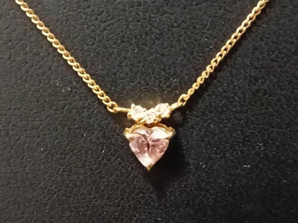 【ピンクハート】K18／ダイヤ0.03ct／40.5cm／1.7g イエローゴールド　ネックレス_画像1