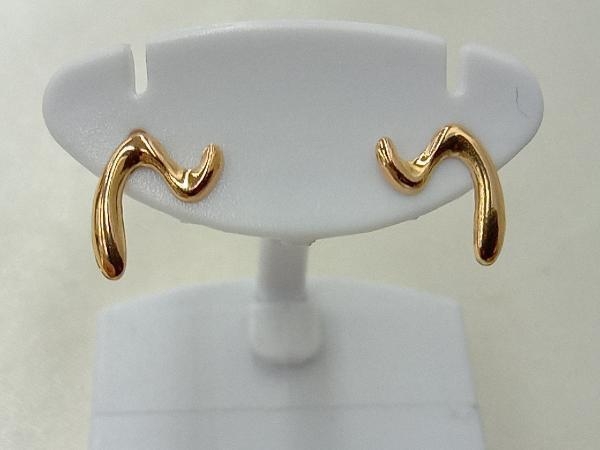 [K18] jewelry maki earrings Gold accessory precious metal lady's used 