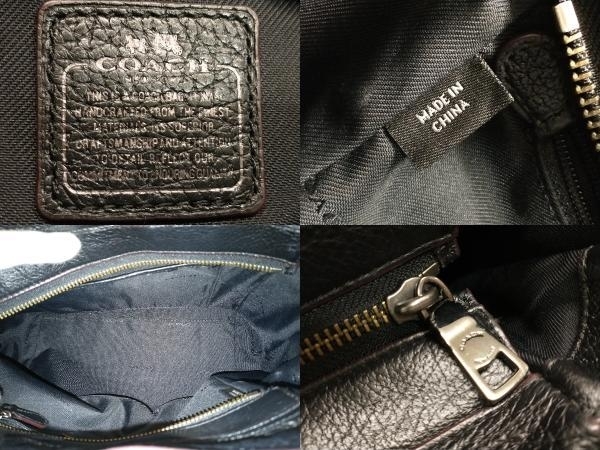 COACH コーチ ショルダーバッグ レザー×デニム ブラック×ブルー系 黒 青 横幅約27cm 保存袋付き_画像7