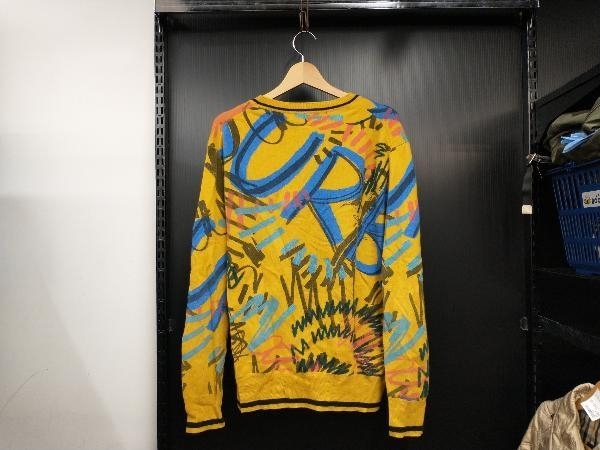 BURBERRY LONDON ENGLAND Graffiti Scribble Intarsia Sweater Burberry graph .ti cashmere sweater L mustard 8001160