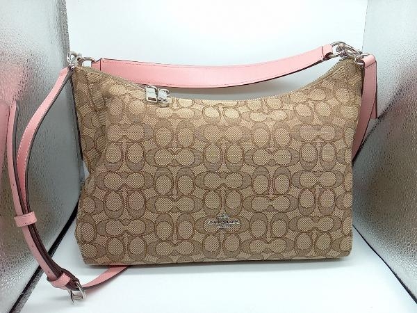 COACH コーチ シグネチャー F58284 2WAYショルダーバッグ ハンドバッグ ブラウンxピンク レディース