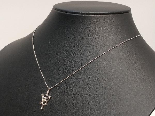 K18 18金 WG ブルー ピンク 青石 デザイン ペンダント ネックレス ホワイトゴールド 0.06ct 2.3g 40cm 店舗受取可