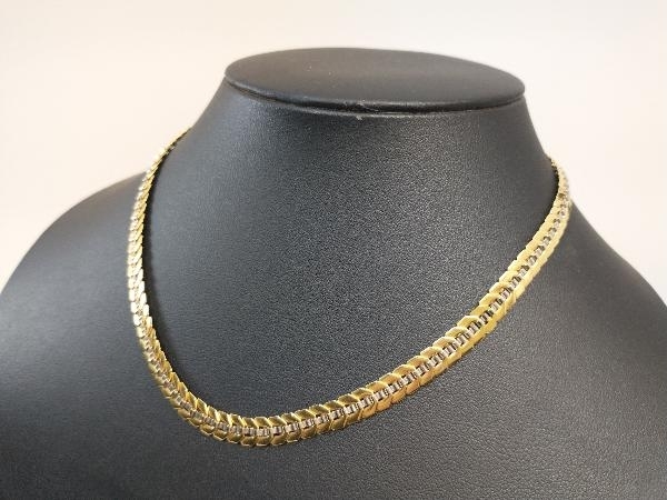 経典 24.8g デザインチェーンネックレス コンビ Pt850 K18 40cm 店舗受取可 ゴールドプラチナ 18金 YG 18K 幅6mm イエローゴールド