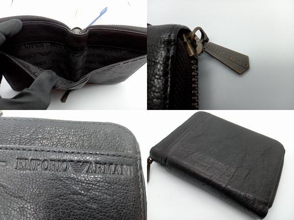 EMPORIO ARMANI 手帳ケース ブラック レザー 保存袋付き エンポリオアルマーニ (リフィル付き)の画像6