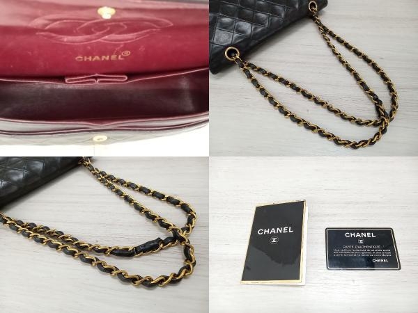 CHANEL マトラッセ ラムスキン 340※※※※ チェーンショルダー ダブルフラップ ブラック シャネル バッグ ギャランティカード 鑑定書付_画像6