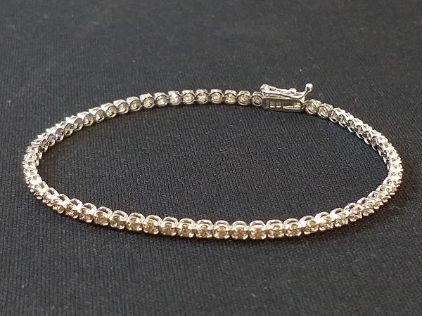 印象のデザイン 鑑定書付き K18 店舗受取可 17.5cm 4.2g D2.0ct ブレスレット ダイヤモンド WG 18金 ダイヤモンド