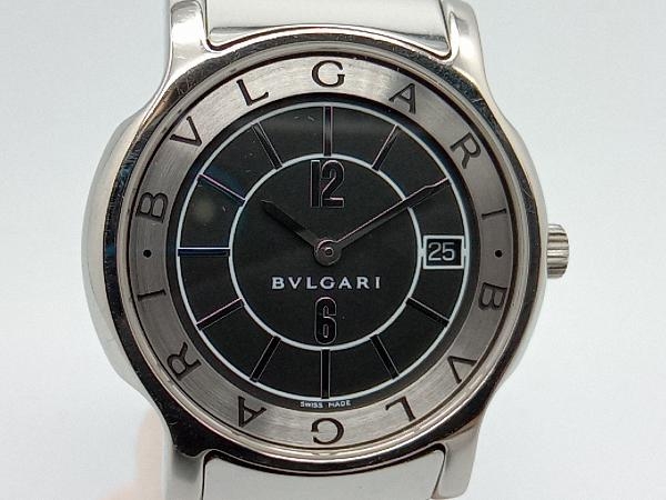 BVLGARI Solotempo наручные часы ST35S D97141 ремень примерно 16cm чёрный циферблат 2 стрелки календарь BVLGARY 