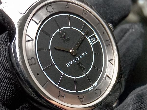 BVLGARI ソロテンポ 腕時計 ST35S D97141 ベルト約16cm 黒文字盤 2針 カレンダー ブルガリ_画像7