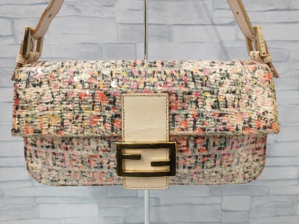 フェンディ FENDI 8BR600 マンマバケット スパンコール ハンドバッグ セミショルダー 花柄 フラワー レディース ブランド 鑑定書付きの画像2