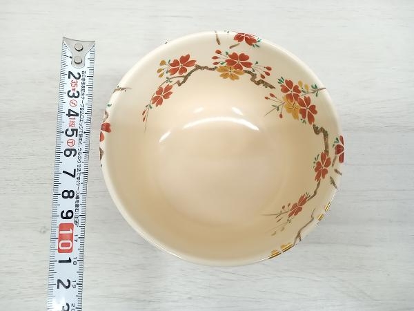 宮地英香(Miyachi Eikou) 抹茶碗 白 サイズ 直径12.4x高さ7.8cm 仁清 しだれ桜_画像4