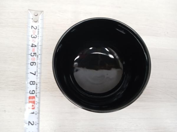 茶碗 黒仁清 枝垂桜 宮地英香作 高さ約7.5cm 直径約12.5cmの画像4