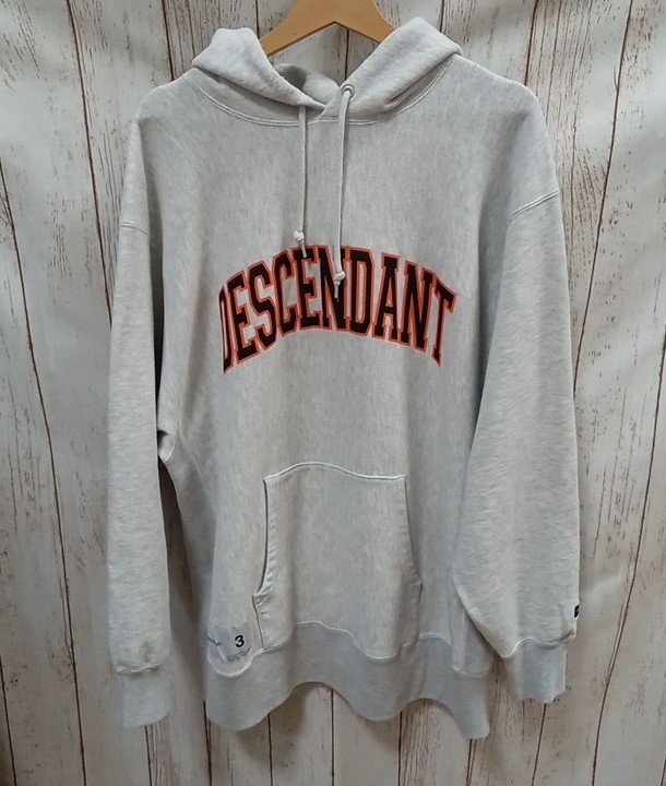 DESCENDANT／19SS ／TEAM HOODED SWEATSHIRT／首元使用感あり／パーカー／サイズ3／ディセンダント