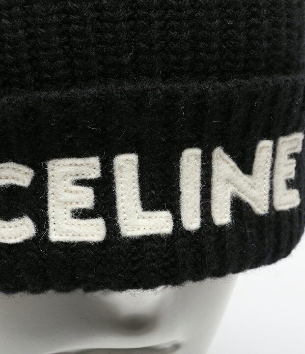 21AW CELINE リブ編みロゴニット帽 ブラック ウール 2A25R535Q サイズ:2 セリーヌ 店舗受取可_画像6