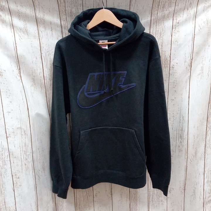 NIKE × Supreme／19AW／CK6225-010 LEATHER APPLIQUE HOODED／ブラック／L／パーカー