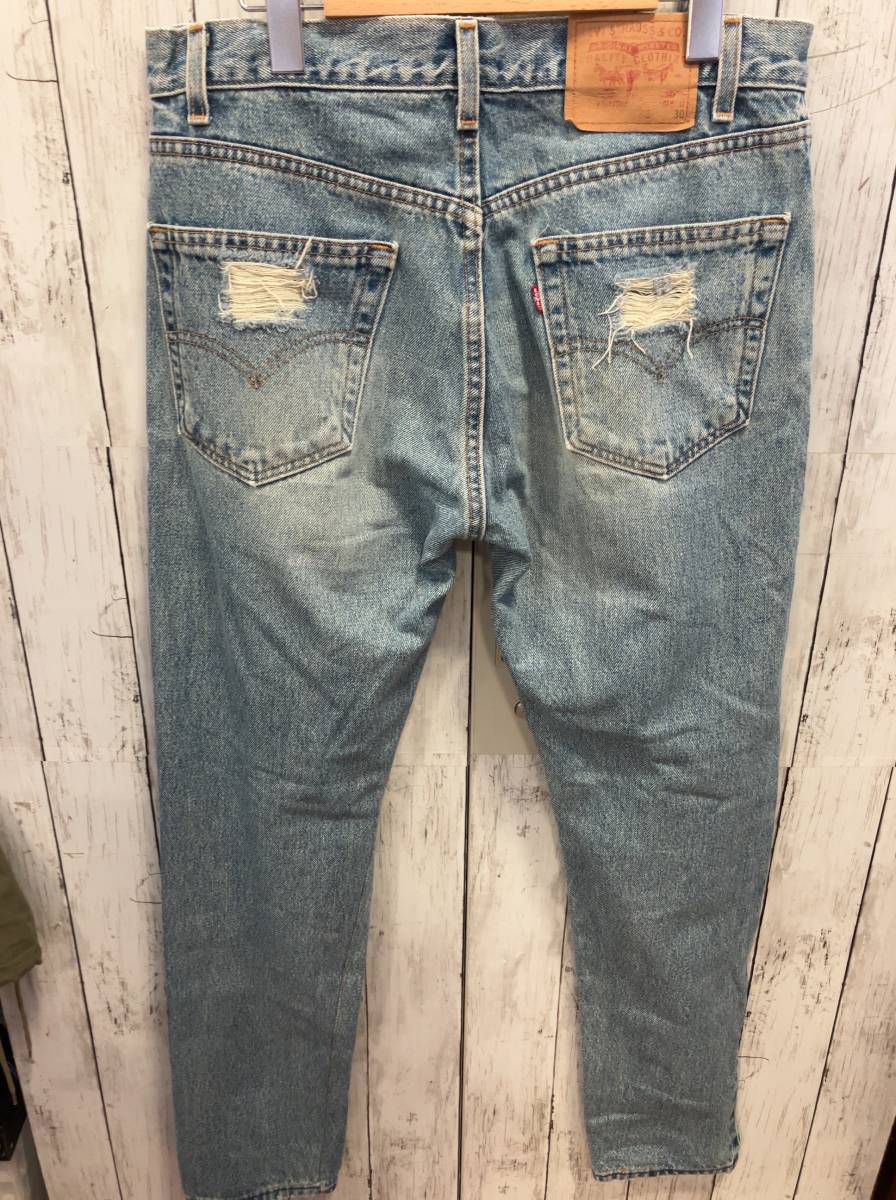 LEVI’S 505 ジーンズ リメイク ダメージ USA製 00s 02年9月製造 刻印:554 デニム メンズW34×L30_画像2