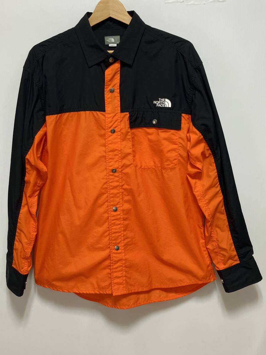 THE NORTH FACE ザノースフェイス ロングスリーブヌプシシャツ/NR11961 ナイロンシャツアウター ナイロンシャツ オレンジ／黒 M