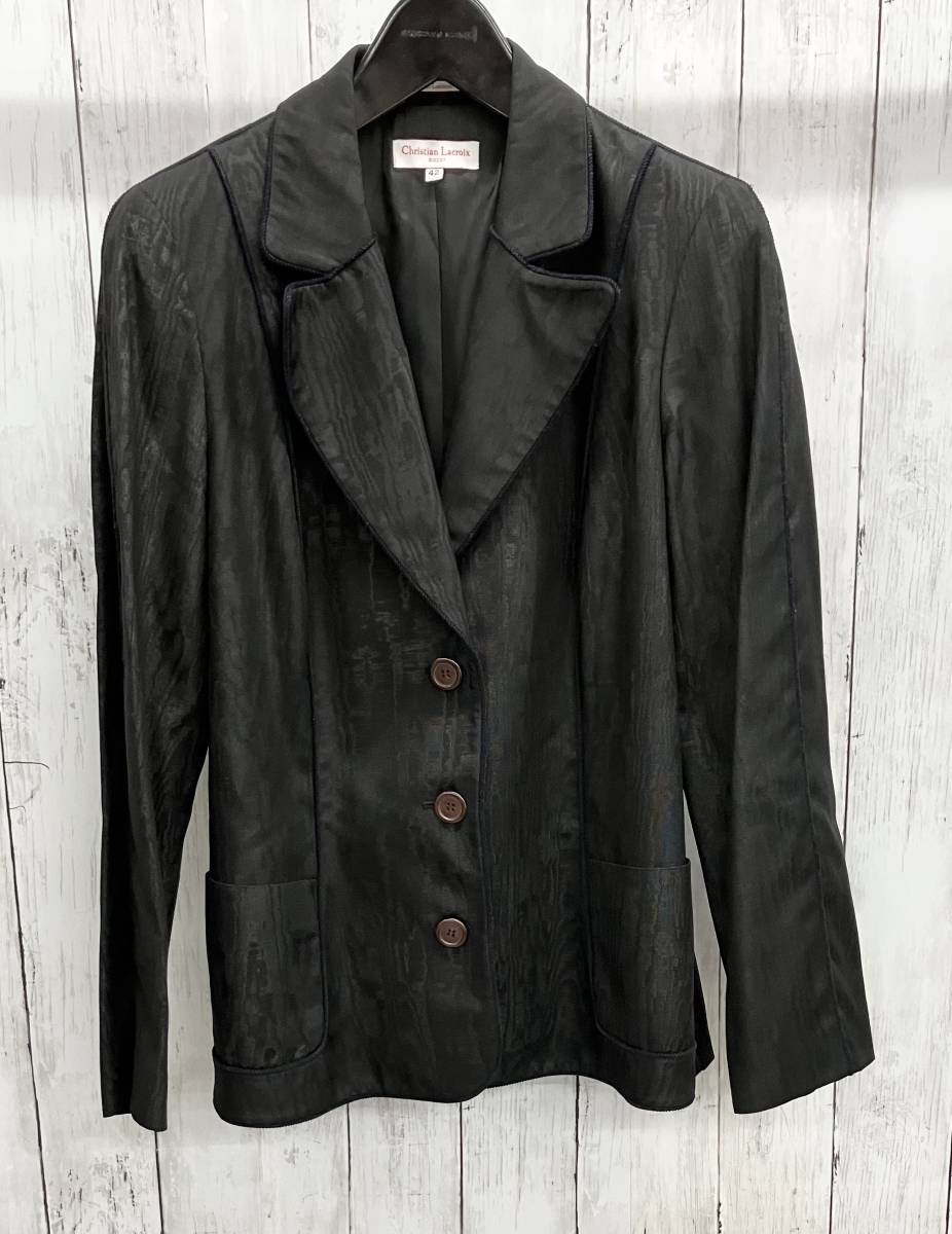 Christian Lacroix / tailored jacket / Christian Lacroix / искусственный шелк / трубчатая обводка / черный / размер 42/ весна 