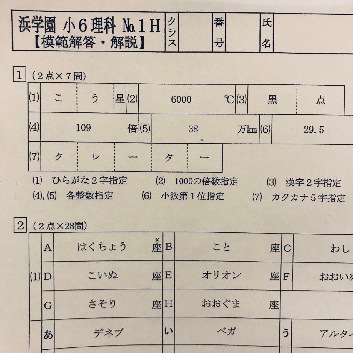 浜学園 小6 理科 復習テスト Hクラス No 1~No 39 実力テスト 浜学園 小6 理科 復習テスト Hクラス No 1~No 39 実力テスト