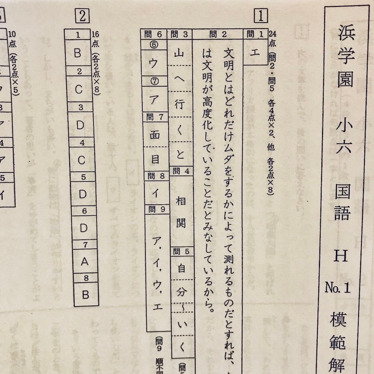 浜学園 小6 国語 復習テスト Hクラス No 1~No 39 実力テスト 浜学園 小6 国語 復習テスト Hクラス No 1~No 39 実力テスト