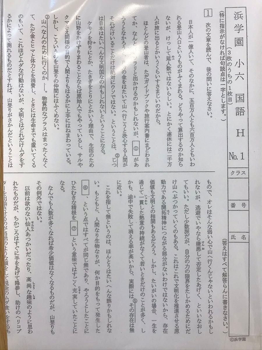 浜学園 小6 国語 復習テスト Hクラス No 1~No 39 実力テスト 浜学園 小6 国語 復習テスト Hクラス No 1~No 39 実力テスト