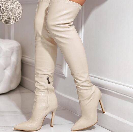  lady's knee high boots long boots shoes shoes leather boots high heel pin heel beautiful legs autumn winter 7 сolor selection pink 22.5cm~26cm