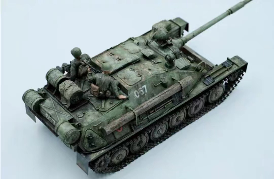 1/35ソビエト連邦 asu85 戦車 組立塗装済完成品 フィギュア人形２体付き_画像7