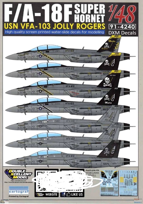 デカール DXM Decals 1/48 91-4240 F/A-18F VFA-103