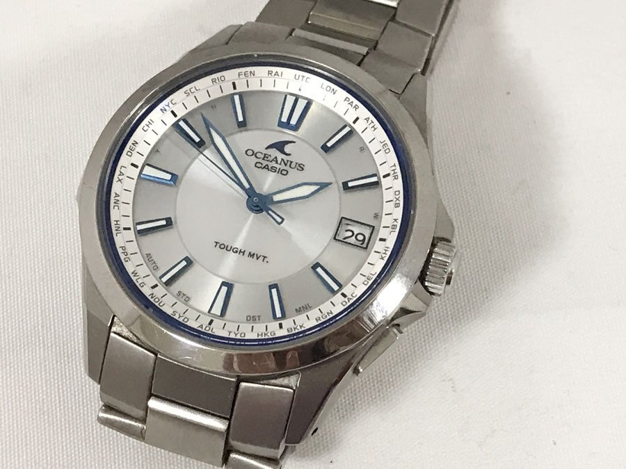 ☆動作品☆CASIO OCEANUS カシオ オシアナス 電波ソーラー 腕時計 OCW-S100 チタン サファイアガラス シルバー×ブルー_画像1