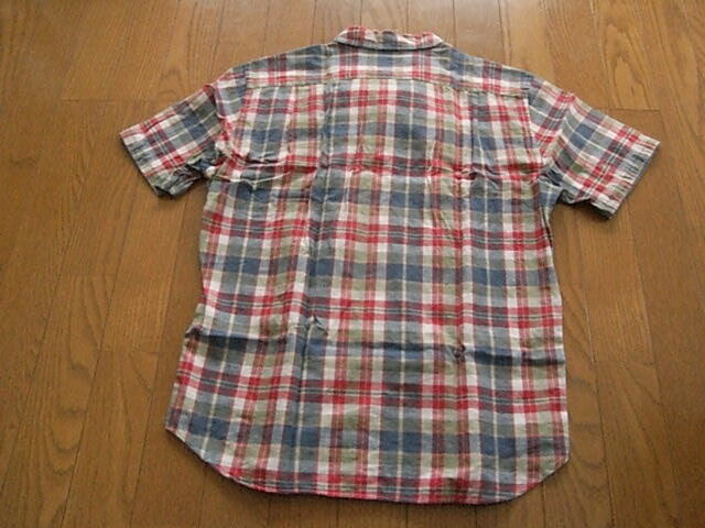 TKミクスパイス（タケオキクチ）かっこいい半袖ドレスシャツ　ネイビー＆レッド　チェック　サイズM
