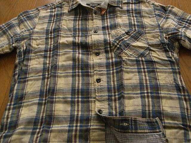 ビームス かっこいい半袖ドレスシャツ ネイビー＆ベージュ チェック サイズMの画像5