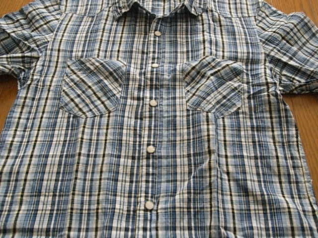 ナノユニバース　かっこいい半袖ドレスシャツ　ネイビー＆ブルー　チェック　サイズS_画像6