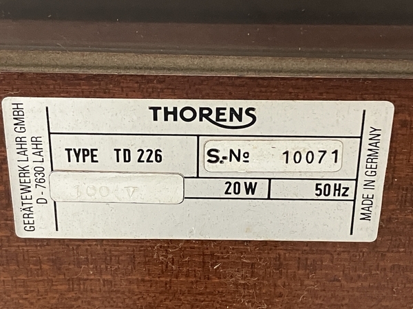 【引取限定】THORENS トーレンス TD226 ターンテーブル SME 3012-R WE-407/23 アーム オーディオ 中古 直 N8490106_画像9