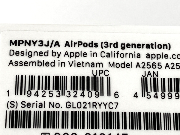 Apple Airpods MPNY3J/A 第三世代 未使用 Y8586146_画像2