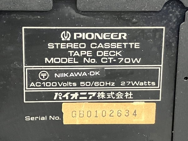 Pioneer CT-70W カセットデッキ 中古 K8537775_画像7