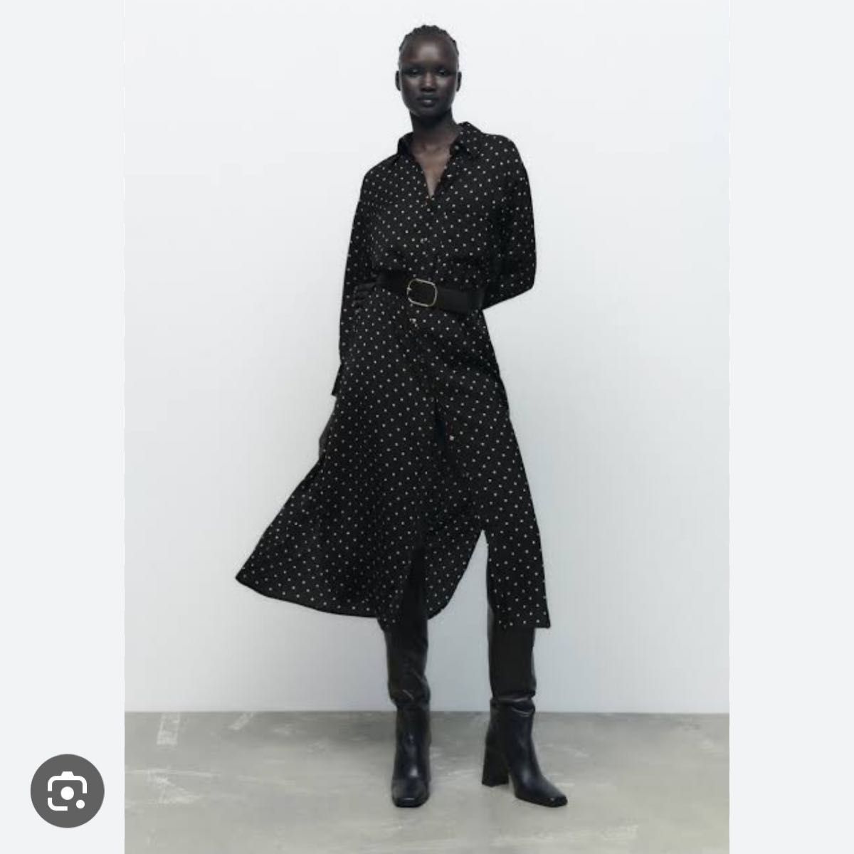 海外希少【PRADA】ベルト付き ドット シャツ ワンピース ZARA ポルカドット シャツ ワンピース ベルト付き|Yahoo!フリマ