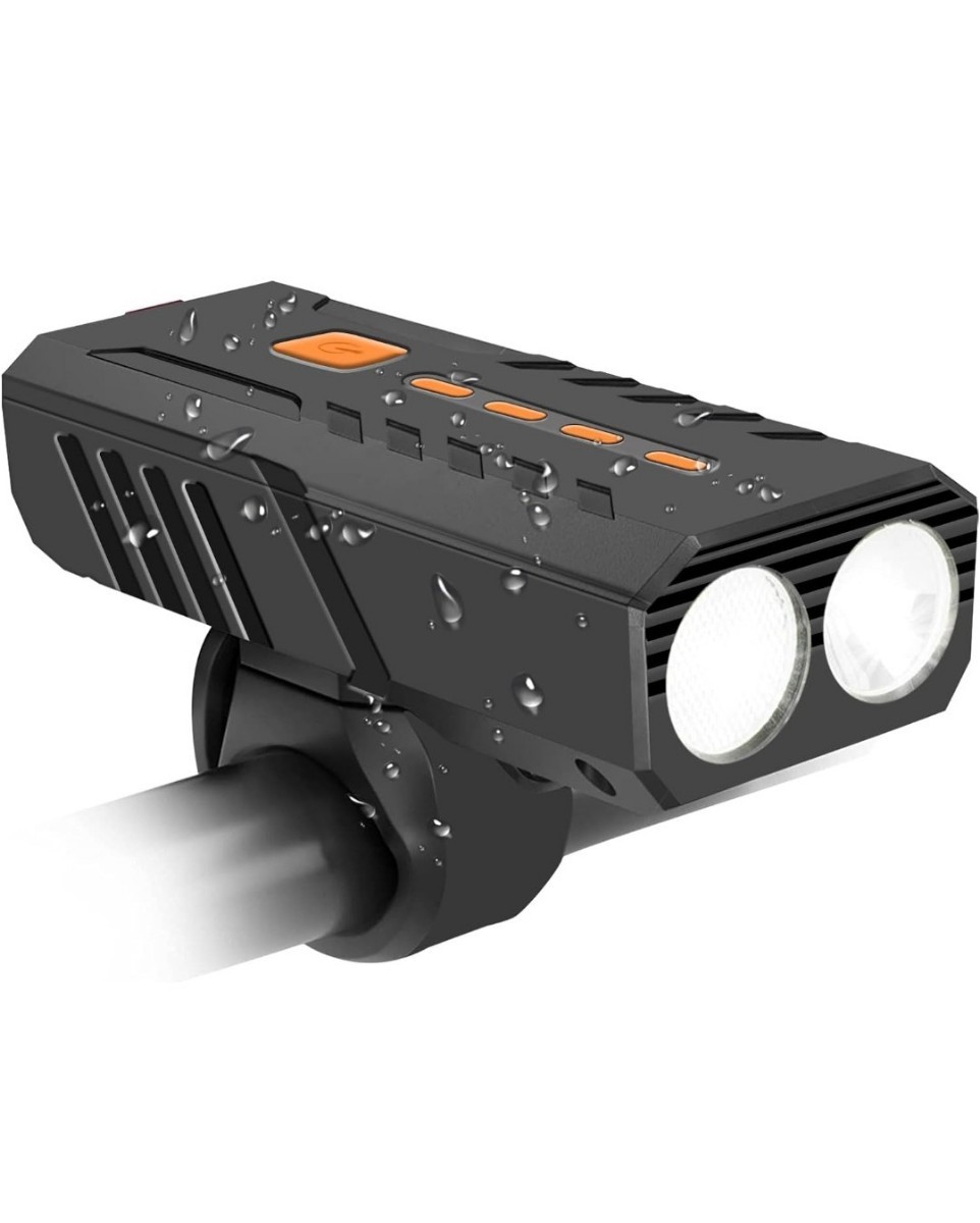 T-77 自転車 ライト LED ヘッドライト USB充電式 高輝度 ロングライド 自転車用シートクランプ付き 3段階照明モード モバイルバッテリー_画像1