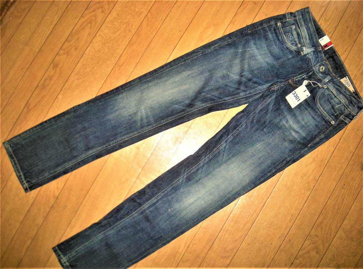 Ｇ STAR RAW ジースター ロウ 新品 未使用 ジーンズ 3301 STYLE NEUTRAL ダメージ加工 Straight ストレート Indigo Blue ストレッチ W27L32_画像1