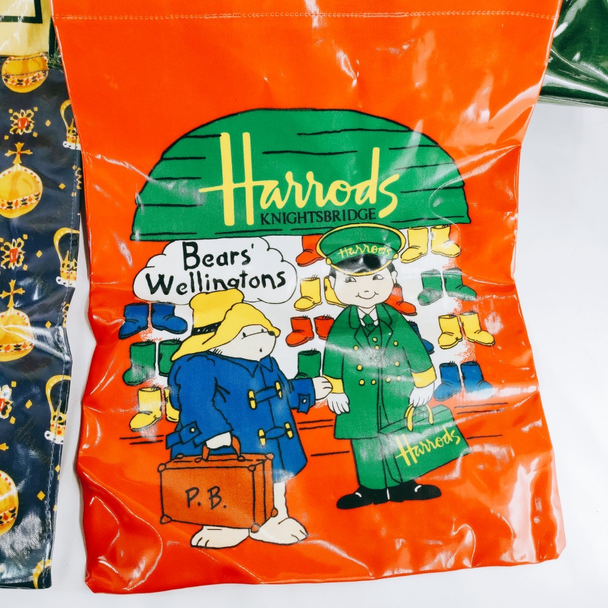 Harrods ハロッズ まとめ 4点 トートバッグ ショッピングバッグ テディベア 王冠 　果物 エコバッグ かばん カバン 鞄 小物入れ レトロ_画像10